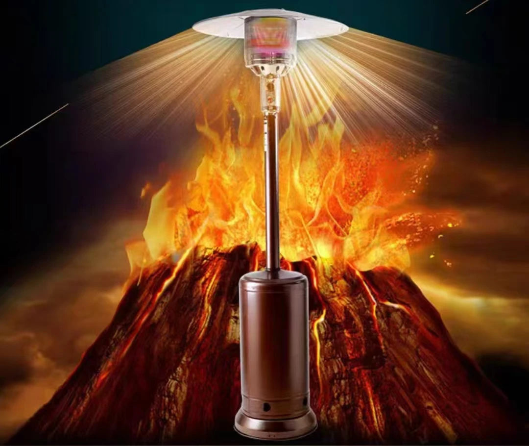 Umbrella Gas Heater LED Flame Liquefied Natural Gas Commercial Stove for Indoor Outdoor Use Freestanding for Hotels Homes