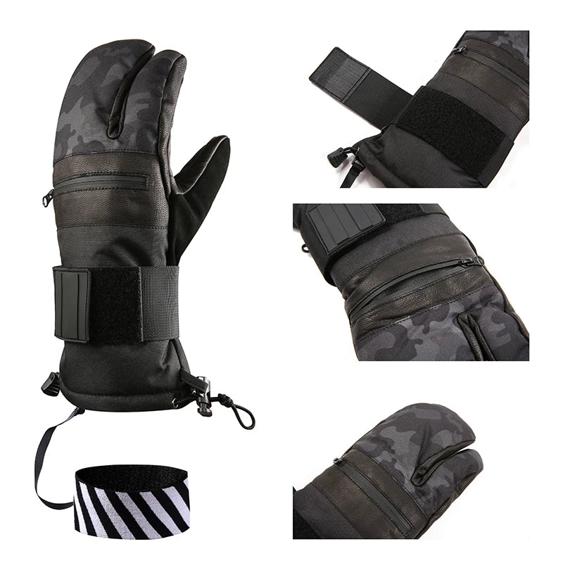 Inside Five Finger Design Ski Gloves Winter Waterproof Snowboard Gloves for Outdoor Snowmobile Snow Skiing Sports