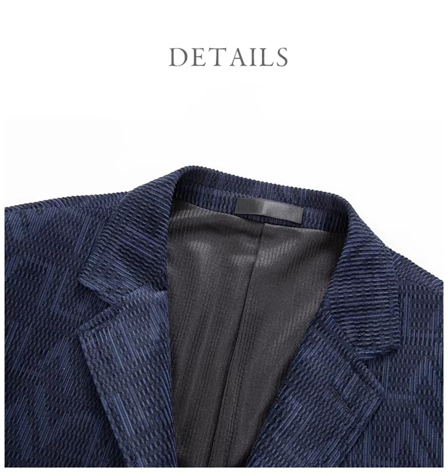 Men Casual Blazers Jacket Business Slim Fit  Jackets Suits Jacquard Corduroy Stretch Suit Men's Wedding and Party Suit