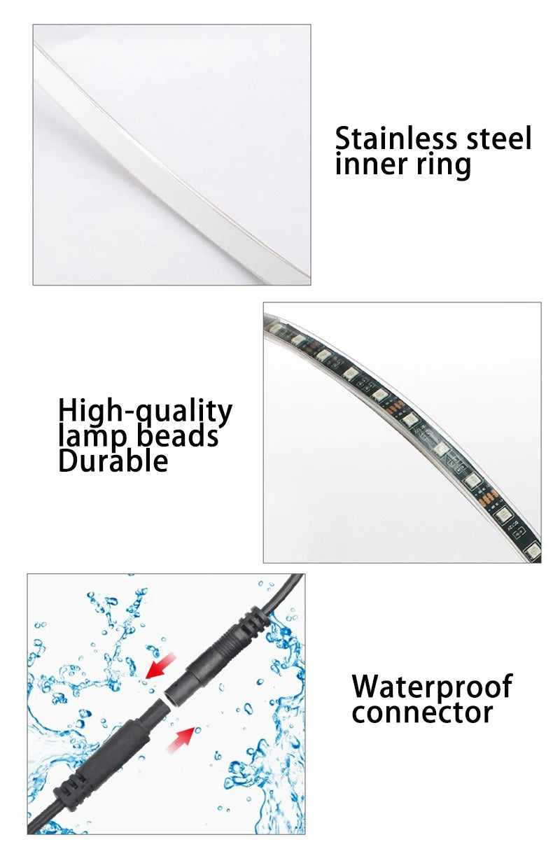 4 Pcs RGB Car Wheel Light For 15.5 inch 17 inch 19 inch APP/Remote Car Hub Light 12V LED With Brake Steering Phantom Neon Lamp