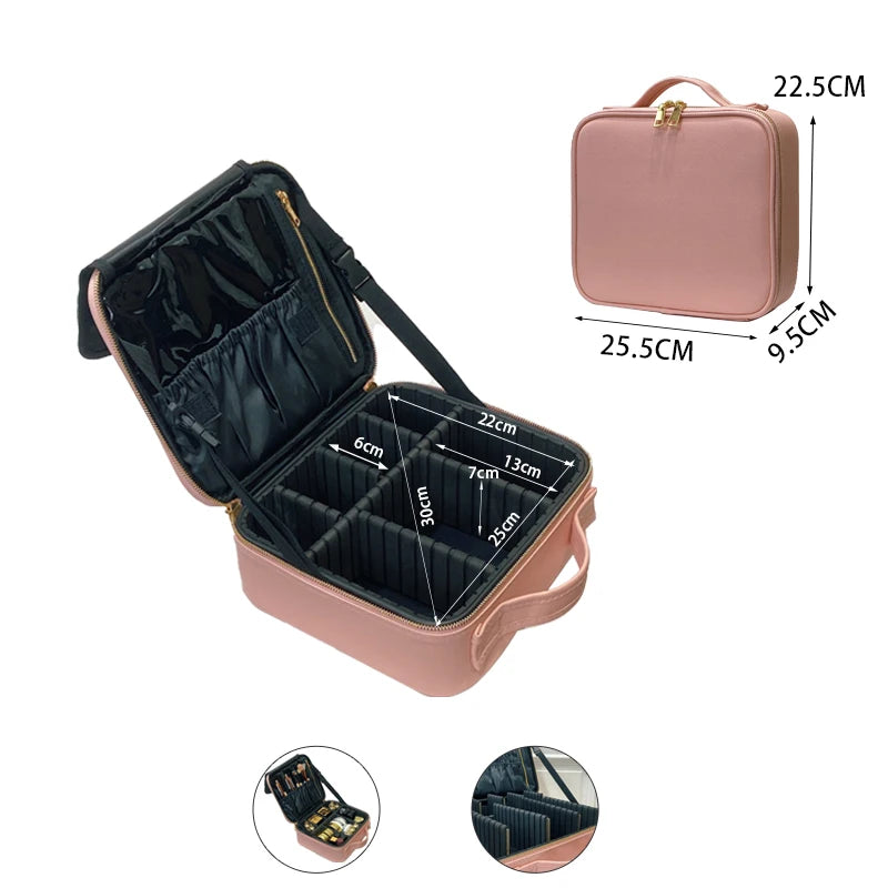 2021 New Crocodile PU Leather Cosmetic Bag Professional Make Up Box Large Capacity Storage Travel Toiletry Makeup Suitcase