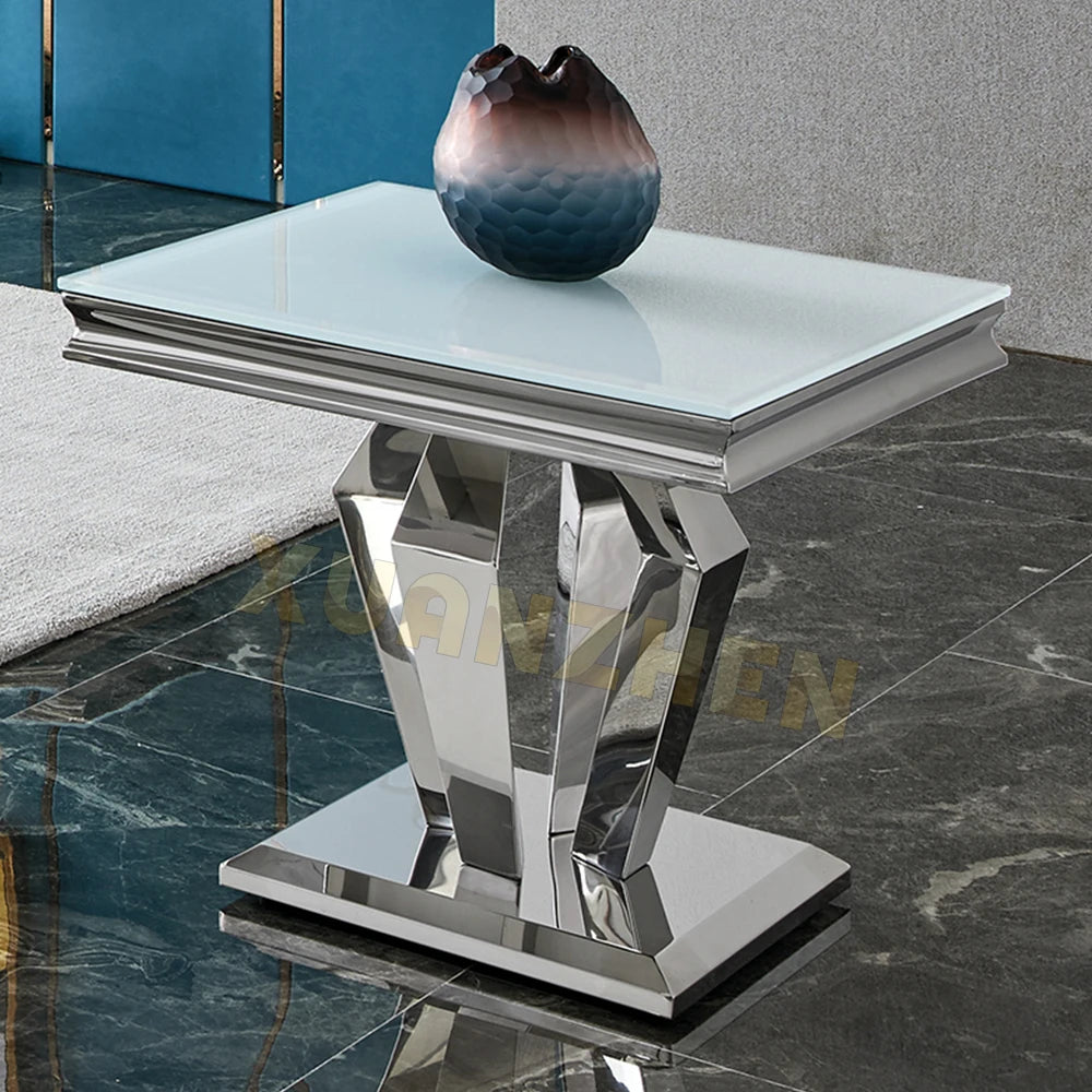Living Room Furniture Small Marble Top Silver Stainless Steel End Side Table Modern Side Tables for Home