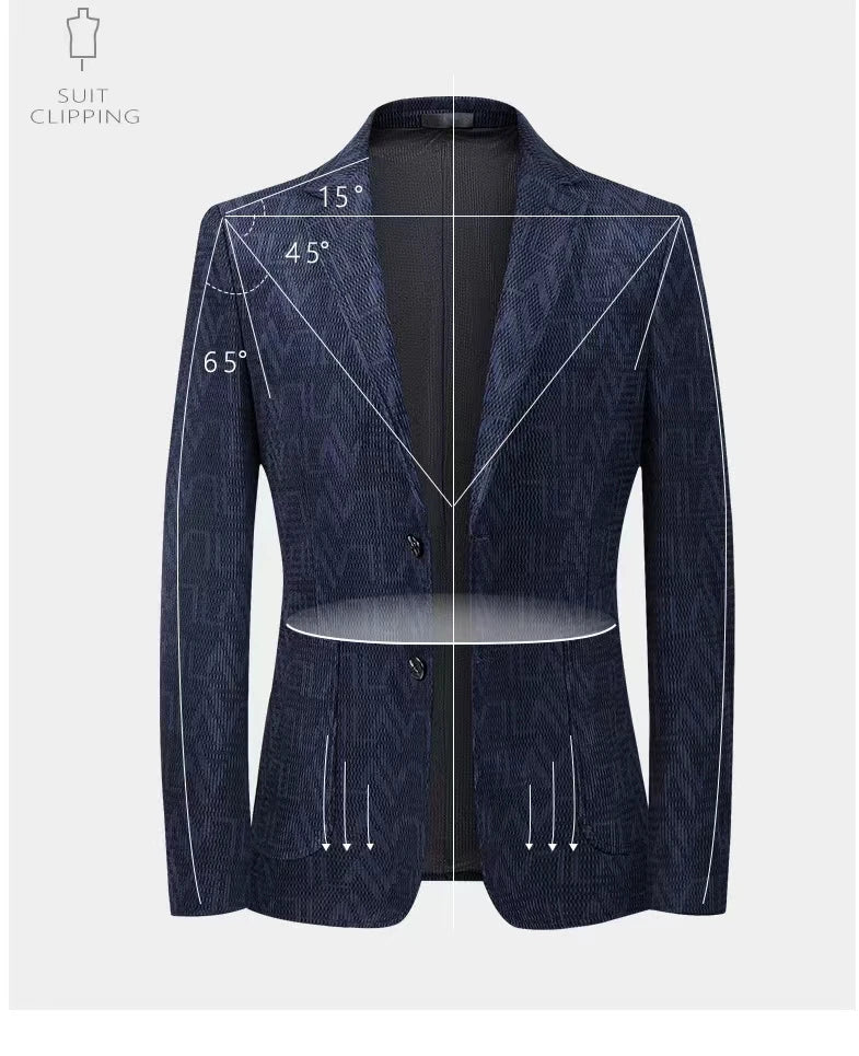 Men Casual Blazers Jacket Business Slim Fit  Jackets Suits Jacquard Corduroy Stretch Suit Men's Wedding and Party Suit