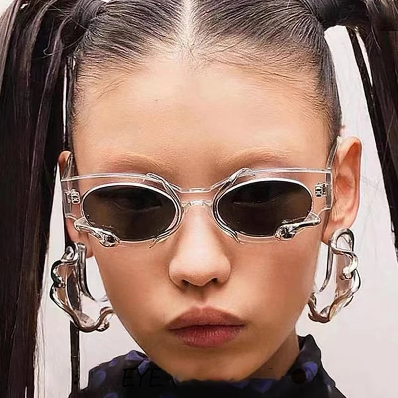 2024 Hip Hop Exaggerated New Vintage High Quality Design Snake Cat Eyes Sunglasses Personality Trend Glasses Male and Female