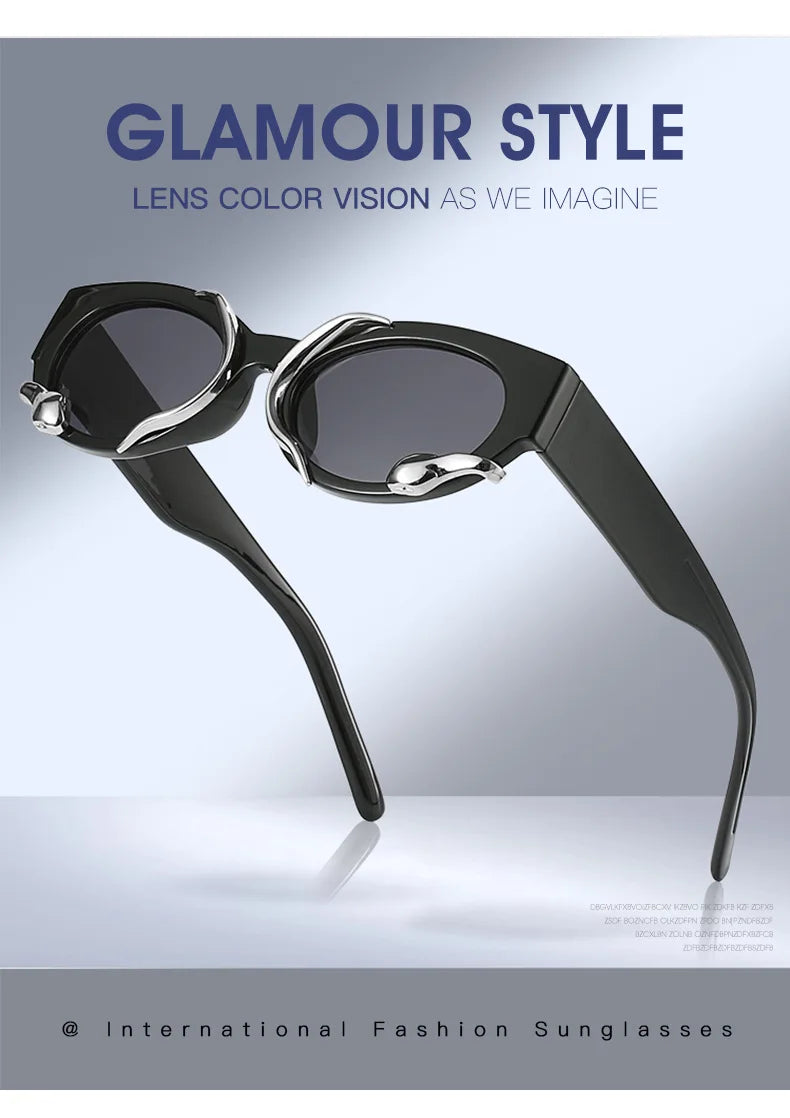 2024 Hip Hop Exaggerated New Vintage High Quality Design Snake Cat Eyes Sunglasses Personality Trend Glasses Male and Female