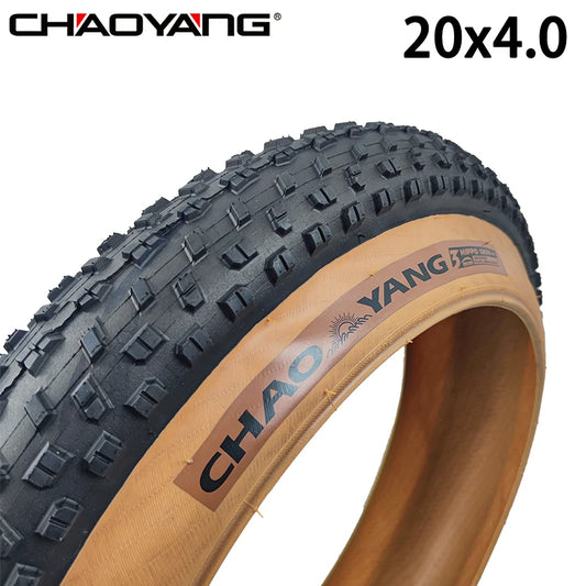 CHAOYANG 20x4.0 100/90-406 Fat Bike Tire 3mm Hippo Skin+ Stab-proof Anti-Slip MTB Beach Electric Bicycle 20PSI Brown Tire H-5176