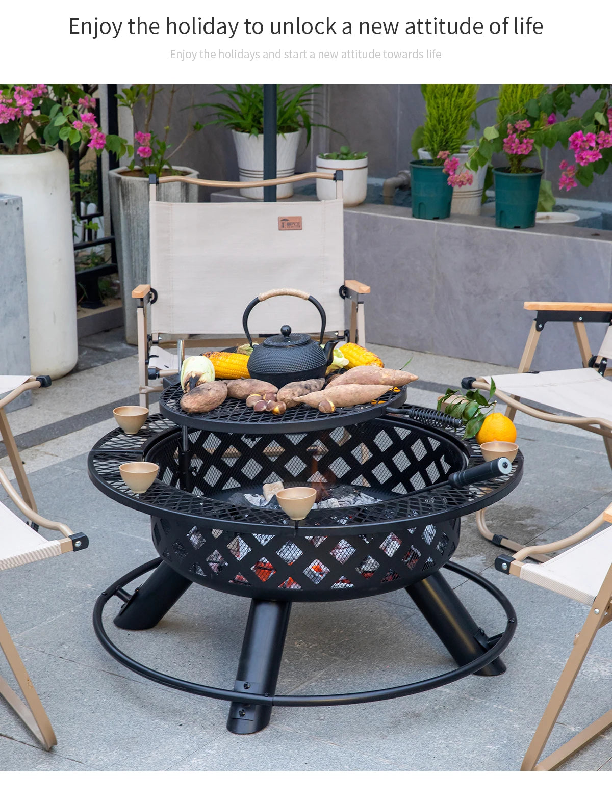 Outdoor Camping Fire Pits Easily Cleaned Patio Barbecue Grill Bbq Outdoor Charcoal Stove