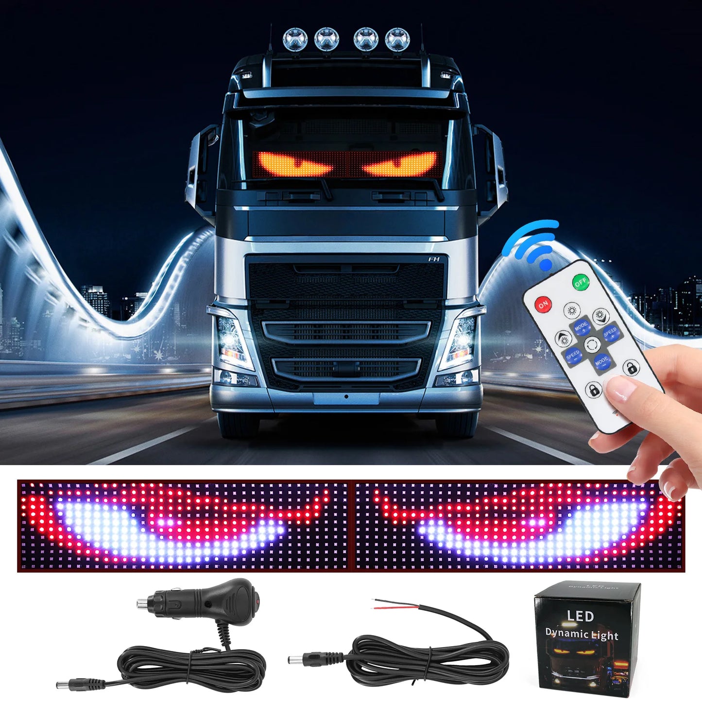 60/70/80CM LED Pixel Panel Light Remote Control Soft Foldable Lighting Scrolling For Truck Car Devil Eye  For Board Windshield