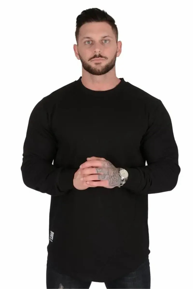 Tops Slim Fit Gym Tight T Shirts for Men Smooth Male Clothes Aesthetic Running Fashion Trends 2025 Casual Long Sleeve Bulk Emo A