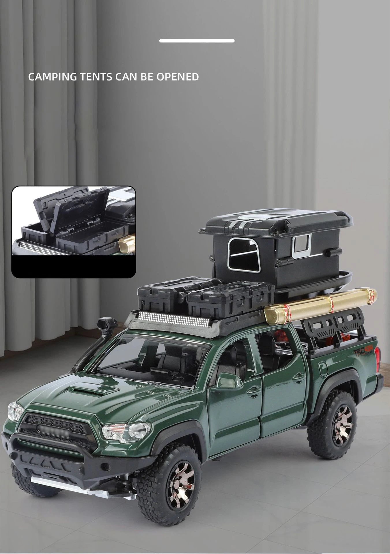 1/32 Tacoma Travel version Pickup Alloy Car Model Diecast Metal Off-Road Vehicles Car Model Sound Light Simulation Kids Toy Gift