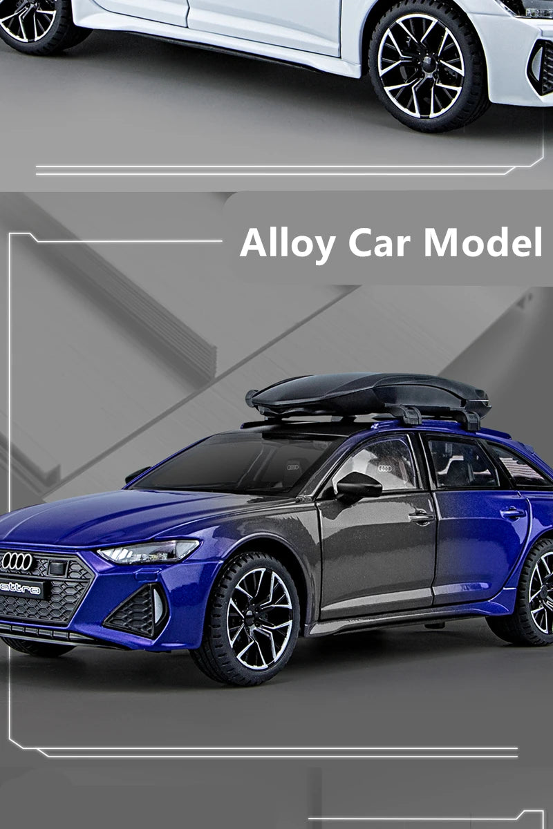 1/24 Audi RS6 Avant Station Wagon Alloy Car Model Diecast Metal Toy Vehicles Car Model Simulation Sound and Light Kids Toys Gift