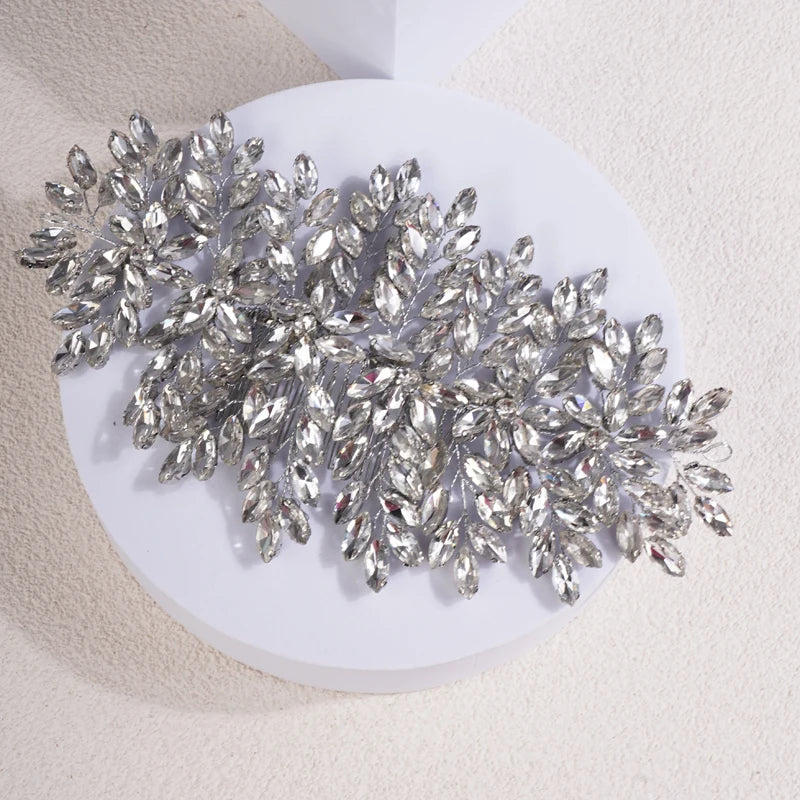 MIMIOR Wedding Full Rhinestone Oversized Hair Comb Bridal Hair Accessories Sparkly Hair Piece Gem Tiara For Women and Girls