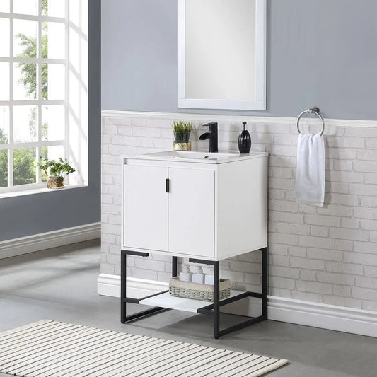 Manhattan Comfort Scarsdale 24\" White Bathroom Vanity Sink