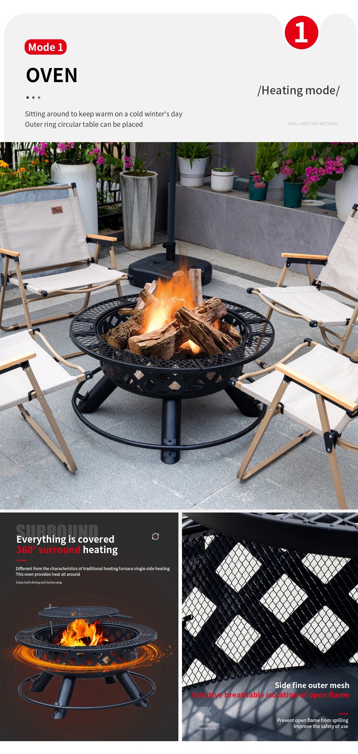 Outdoor Camping Fire Pits Easily Cleaned Patio Barbecue Grill Bbq Outdoor Charcoal Stove