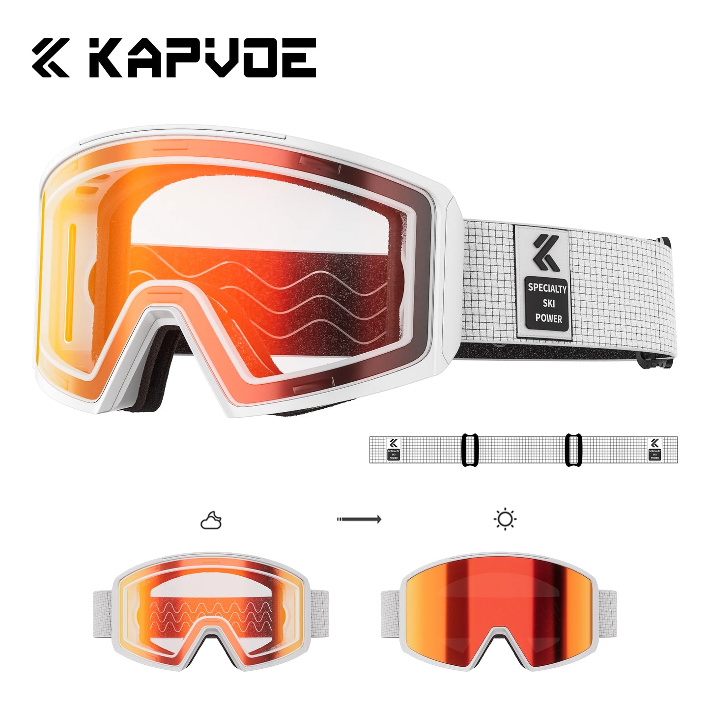 KAPVOE Ski Goggles Magnetic Double-Layer Anti-Fog Impact-Resistant Lenses Suitable for Male Female Teenagers UV400 Protection