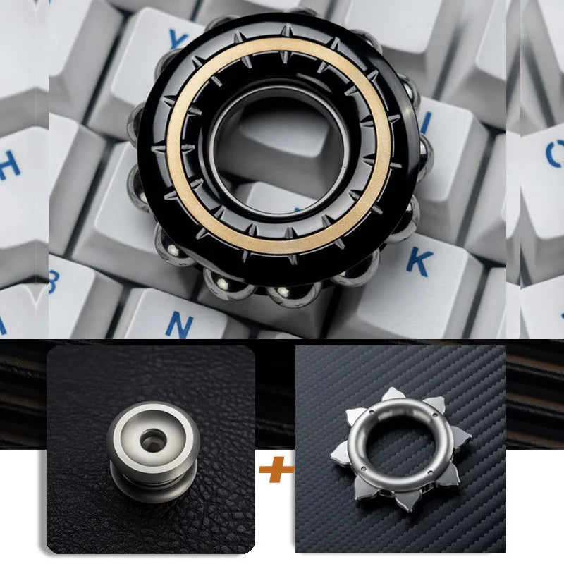 DJG Cyberpunk Beads Fidget Ring Mechanical Fingertip Gyro EDC Toy Decompression Decompression Artifact Push Card