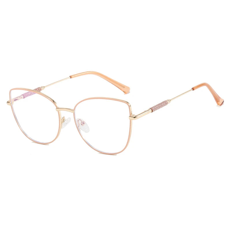 New Fashion Brand Design Cat Eye Photochromism Prescription Reading Glasses Women Anti Blue Light Frame Clear Hyperopia Eyewear