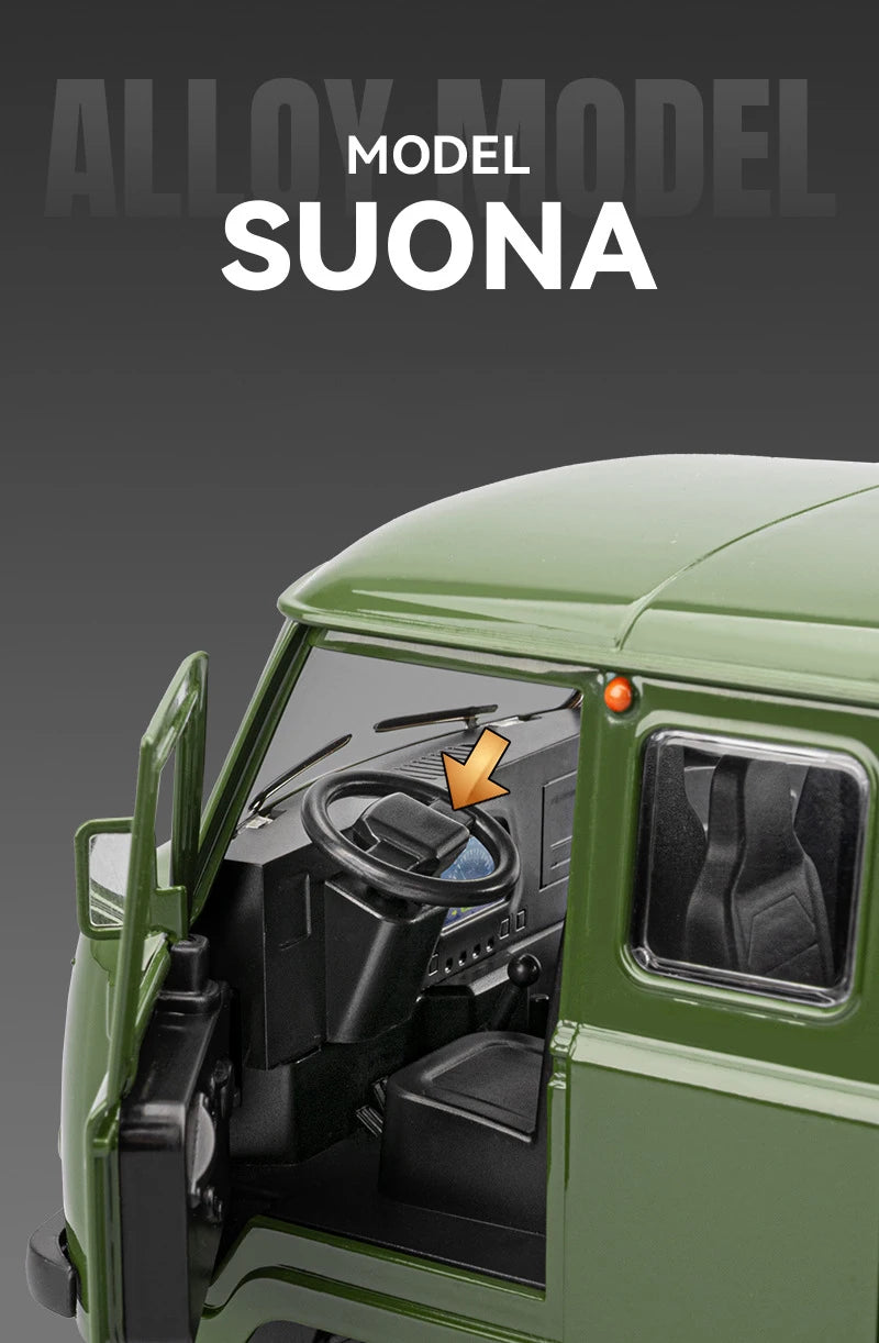 1:18 Russian UAZ TRAVELER BUS Alloy Model Car Toy Diecasts Metal Casting Pull Back Sound and Light Car Toys For Children Vehicle