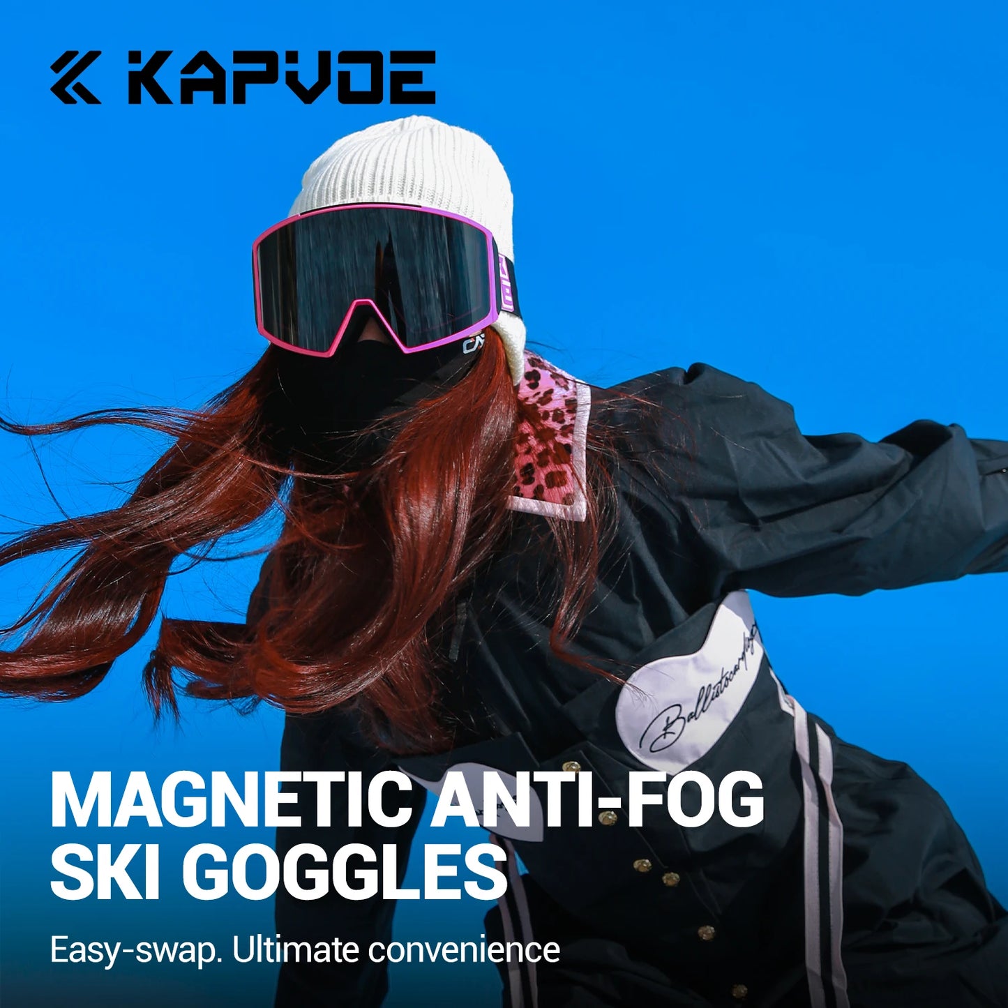 KAPVOE Ski Goggles Magnetic Double-Layer Anti-Fog Impact-Resistant Lenses Suitable for Male Female Teenagers UV400 Protection