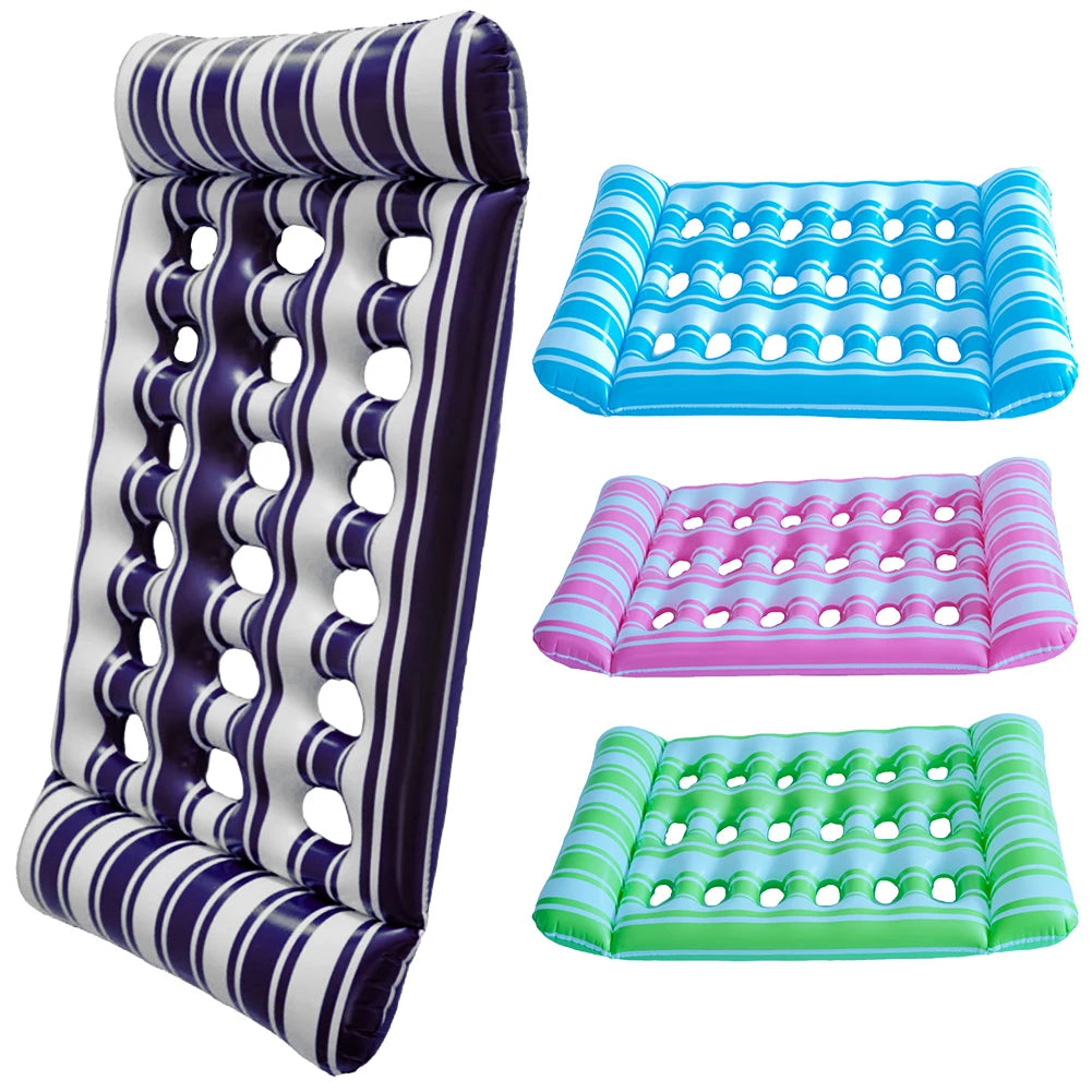 Summer Water Hammock Recliner Inflatable Floating Swimming Air Mattress Beach Sports Swimming Pool Party Recliner Lounge Bed