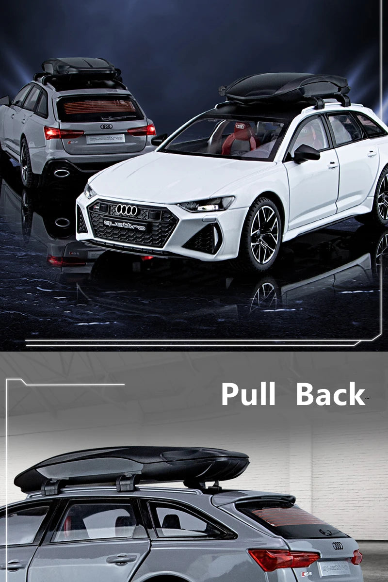 1/24 Audi RS6 Avant Station Wagon Alloy Car Model Diecast Metal Toy Vehicles Car Model Simulation Sound and Light Kids Toys Gift