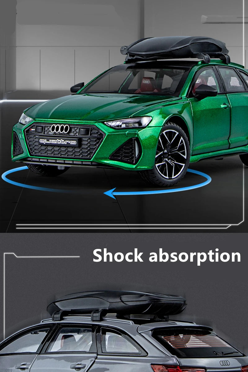 1/24 Audi RS6 Avant Station Wagon Alloy Car Model Diecast Metal Toy Vehicles Car Model Simulation Sound and Light Kids Toys Gift