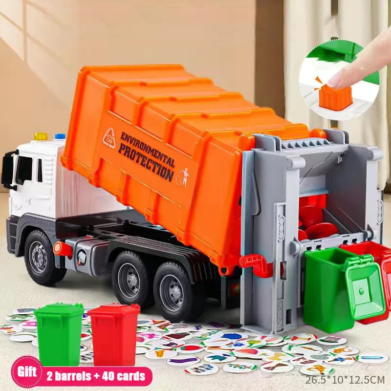 New Children Toys City Garbage Truck Model Diecast Plastics Garbage Sorting Sanitation Vehicle Car Sound Light Kids Xmas Gifts