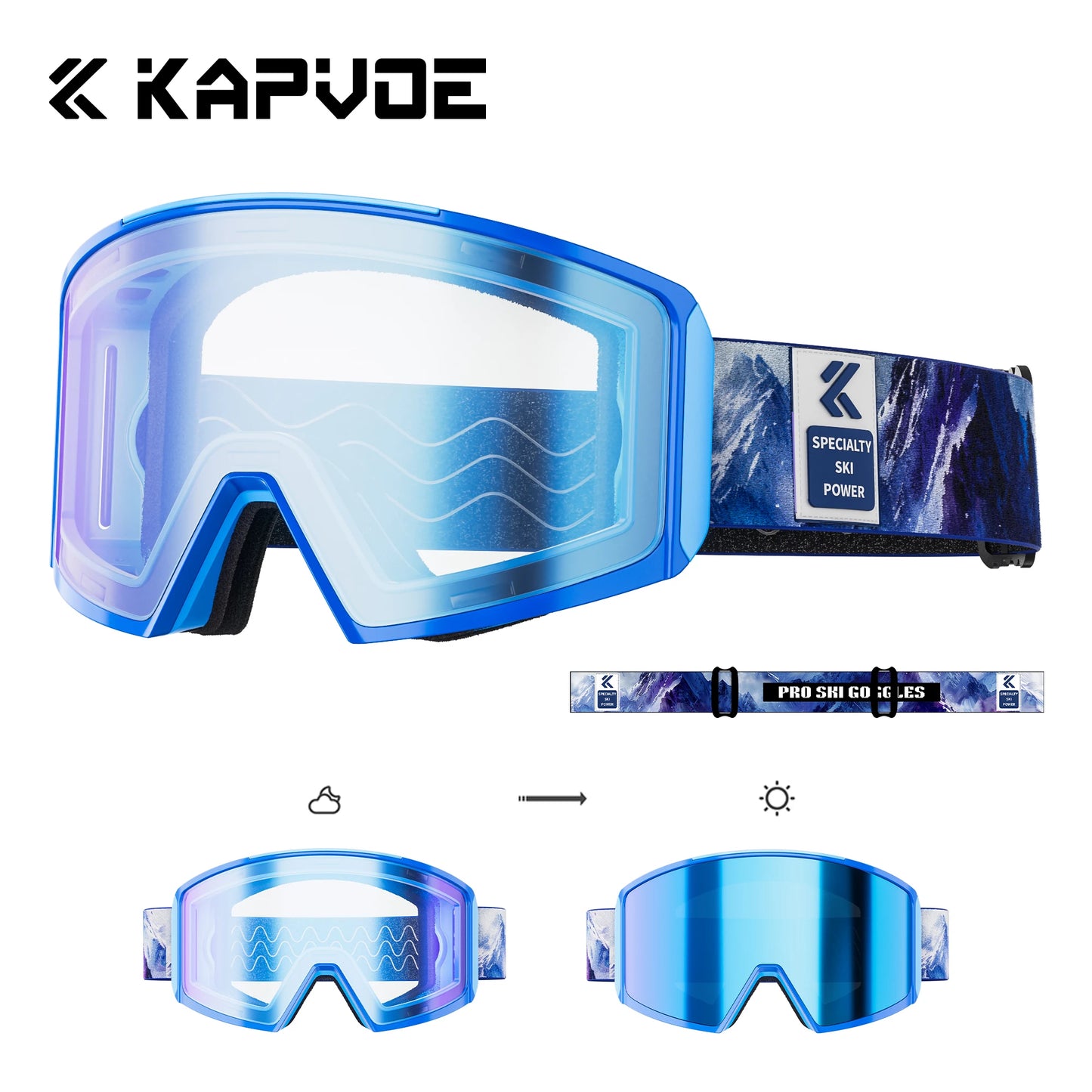 KAPVOE Ski Goggles Magnetic Double-Layer Anti-Fog Impact-Resistant Lenses Suitable for Male Female Teenagers UV400 Protection
