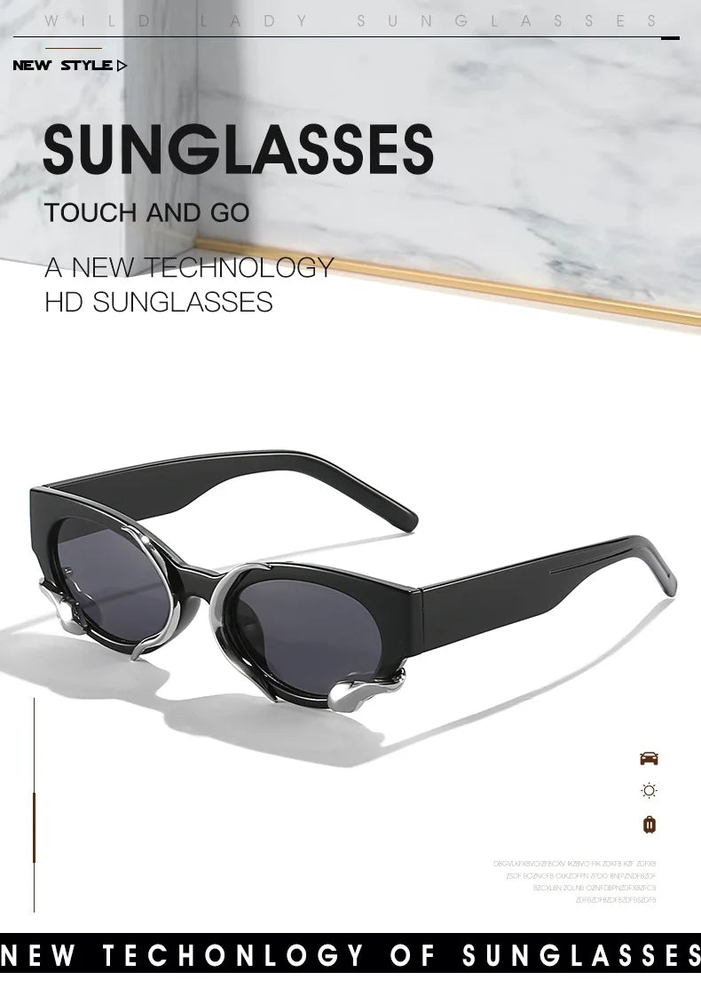 2024 Hip Hop Exaggerated New Vintage High Quality Design Snake Cat Eyes Sunglasses Personality Trend Glasses Male and Female