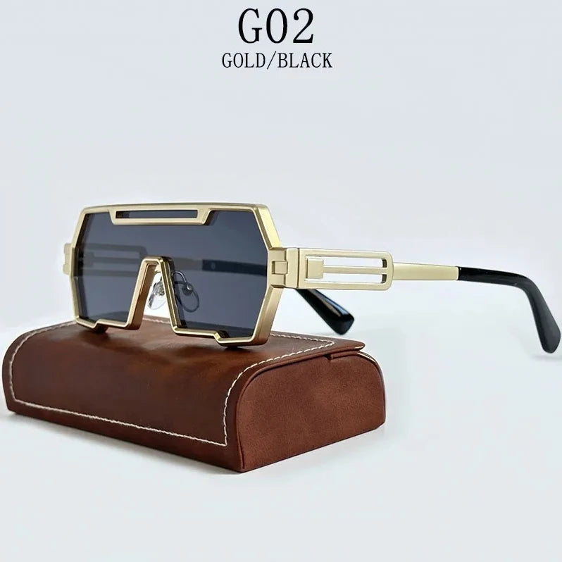 Heavy Metal Steampunk Sunglasses For Men Square Vintage Punk Fashion Glasses Retro Gafas De Sol Hombre Lunette De Soleil Homme