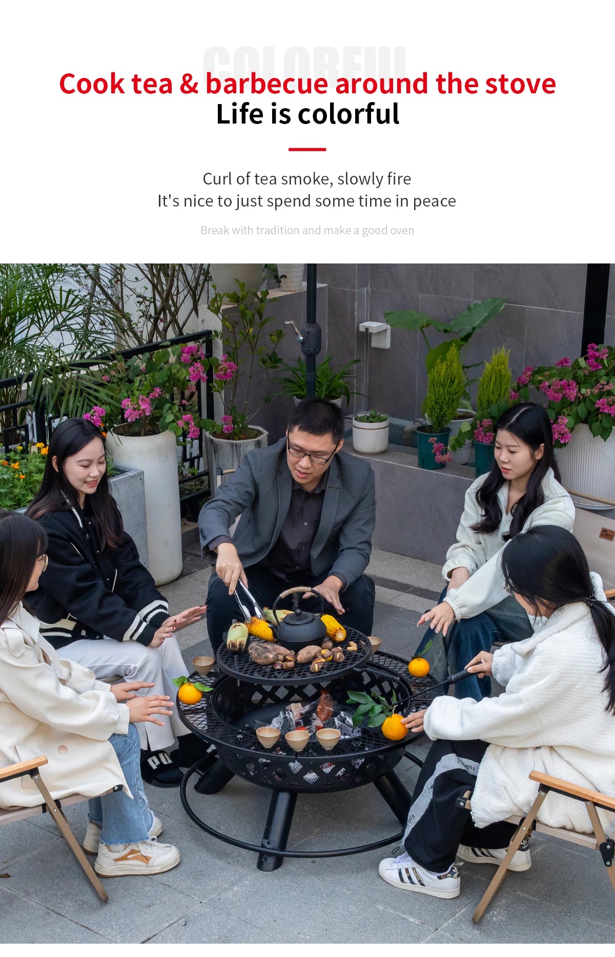 Outdoor Camping Fire Pits Easily Cleaned Patio Barbecue Grill Bbq Outdoor Charcoal Stove