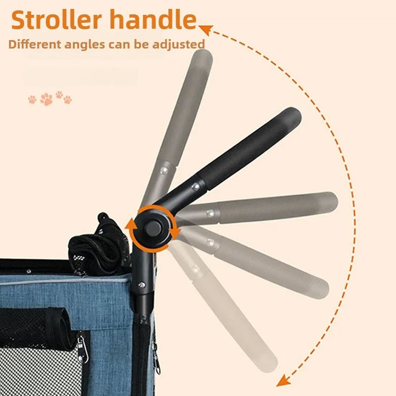 Large Dog Stroller Foldable Travel Portable Cat and Dogs  Strollers Strong and Durable Carriers Breathable Pet Products