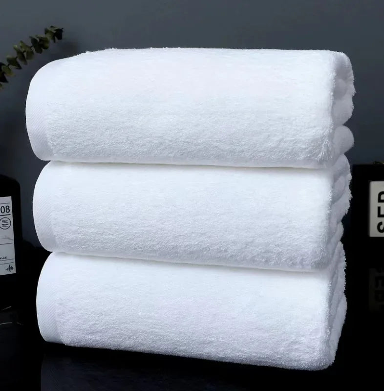Luxury Thick Cotton Hotel Towels in White for Spa, Resort, and Home Use