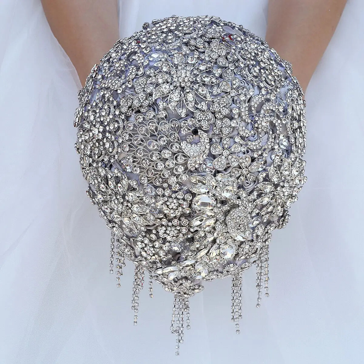 Luxury Silk Wedding Flowers Rhinestone Jewelry  Brooch Bouquet Bridal Wedding Dress Wedding Bouquet
