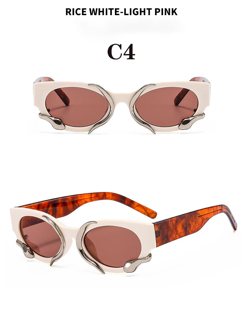 2024 Hip Hop Exaggerated New Vintage High Quality Design Snake Cat Eyes Sunglasses Personality Trend Glasses Male and Female