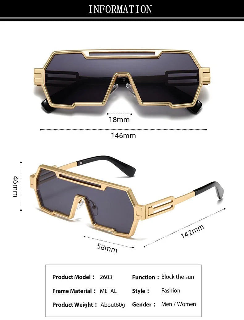 Heavy Metal Steampunk Sunglasses For Men Square Vintage Punk Fashion Glasses Retro Gafas De Sol Hombre Lunette De Soleil Homme