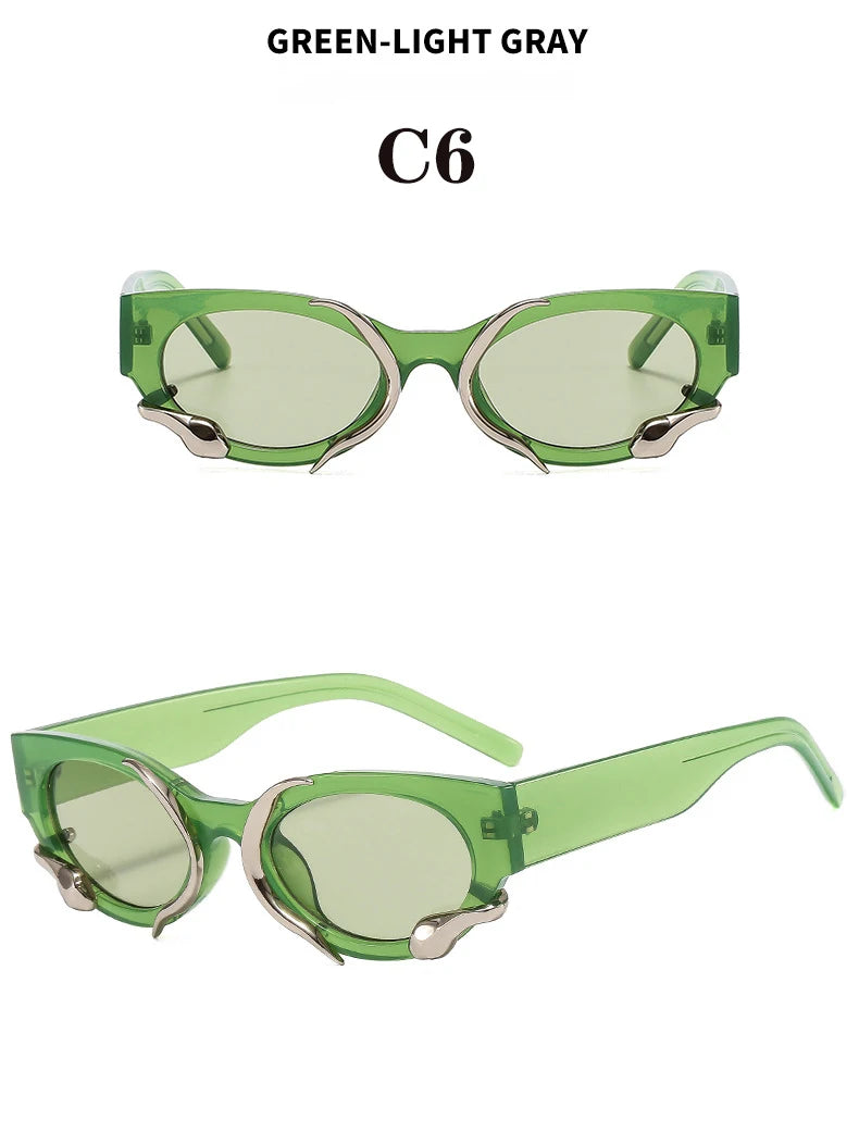 2024 Hip Hop Exaggerated New Vintage High Quality Design Snake Cat Eyes Sunglasses Personality Trend Glasses Male and Female