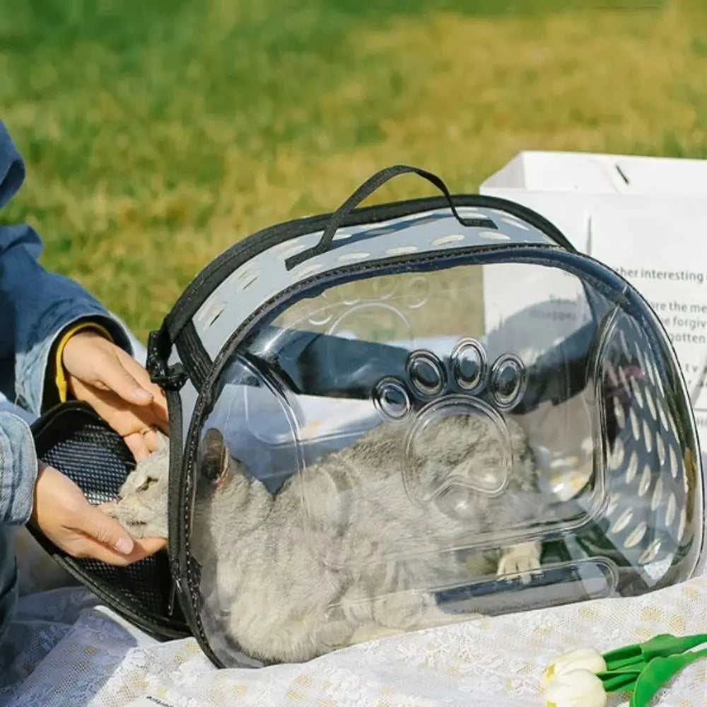 Breathable Pet Shoulder Crossbody Bag Foldable Portable Cat Backpack Collapsible Large Capacity Pet Outing Bag Outdoor Travel