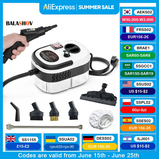 Steam Cleaner High Temperature Household Sterilization for Air Conditioner,Sofa,Kitchen Hood Car Handheld Steam Cleaner 2500W