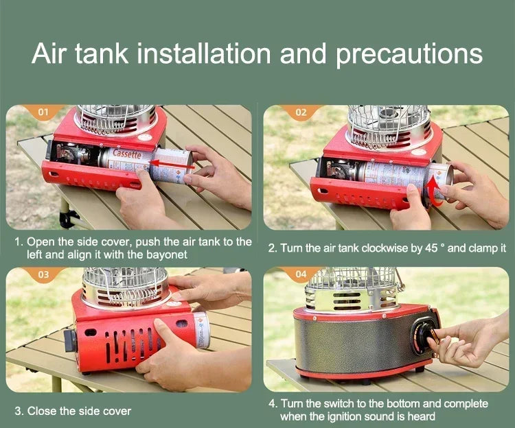 Portable Gas Heater for Outdoor Camping Gas Stove Windproof Tourist Gas Burner Tent Stoves Heater Picnic BBQ Cooking Gas Stove