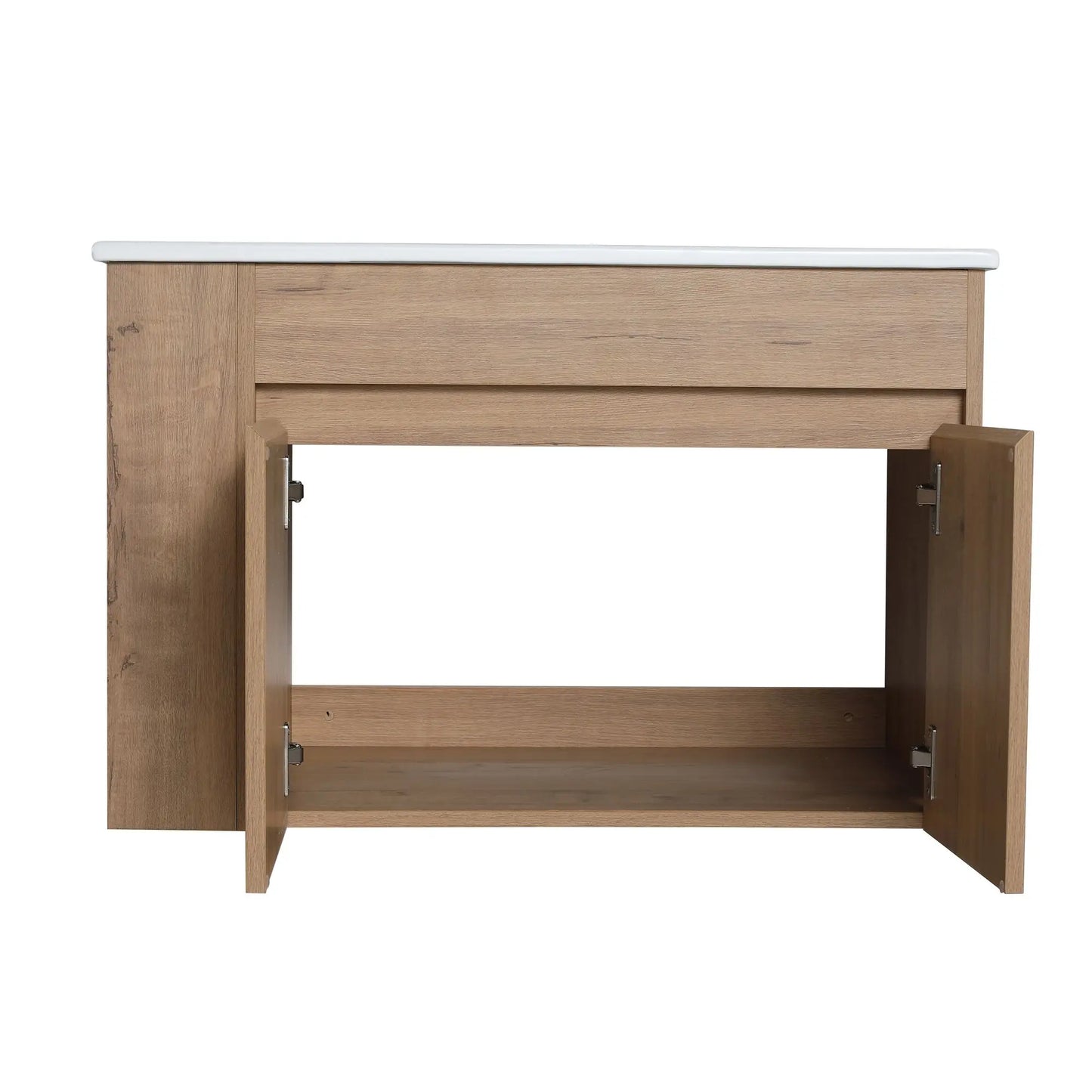30-Inch Bathroom Vanity with Ceramic Basin and Adjustable Open Shelf