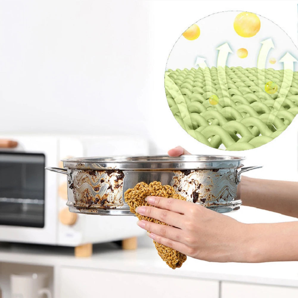 Gold Thread Dishwashing Cloth Spong Scouring Pad Household Dishes Cleaning Cloths Absorbent Scouring Dishcloth Cleaning Tool