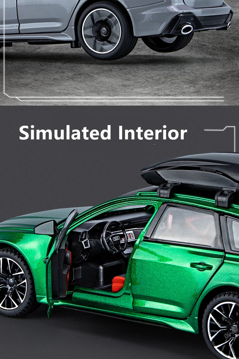 1/24 Audi RS6 Avant Station Wagon Alloy Car Model Diecast Metal Toy Vehicles Car Model Simulation Sound and Light Kids Toys Gift