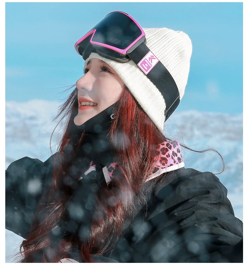 KAPVOE Ski Goggles Magnetic Double-Layer Anti-Fog Impact-Resistant Lenses Suitable for Male Female Teenagers UV400 Protection