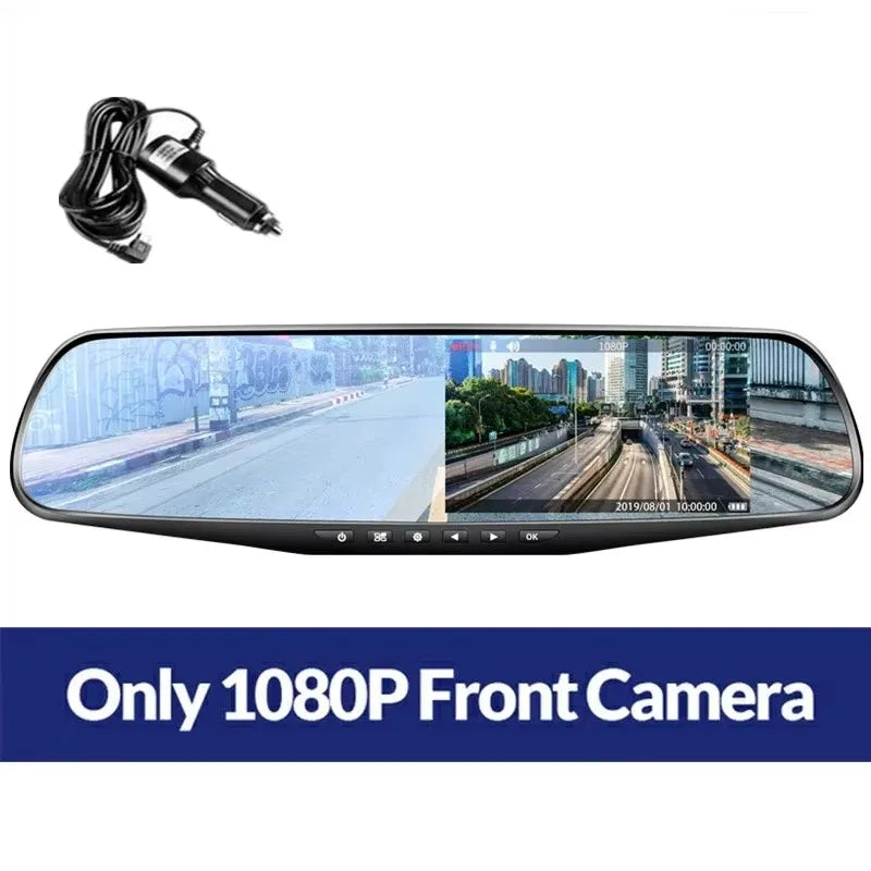 1080P IPS 4.3Inch Driving Recorder Car DVR Rearview Mirror Dual Lens Car Recorder Front and Rear Camera Registrar Black Box New