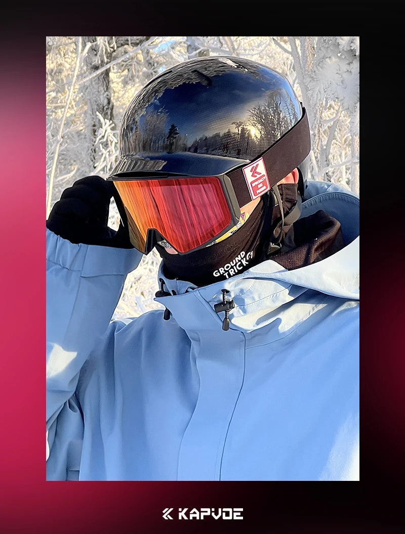 KAPVOE Ski Goggles Magnetic Double-Layer Anti-Fog Impact-Resistant Lenses Suitable for Male Female Teenagers UV400 Protection