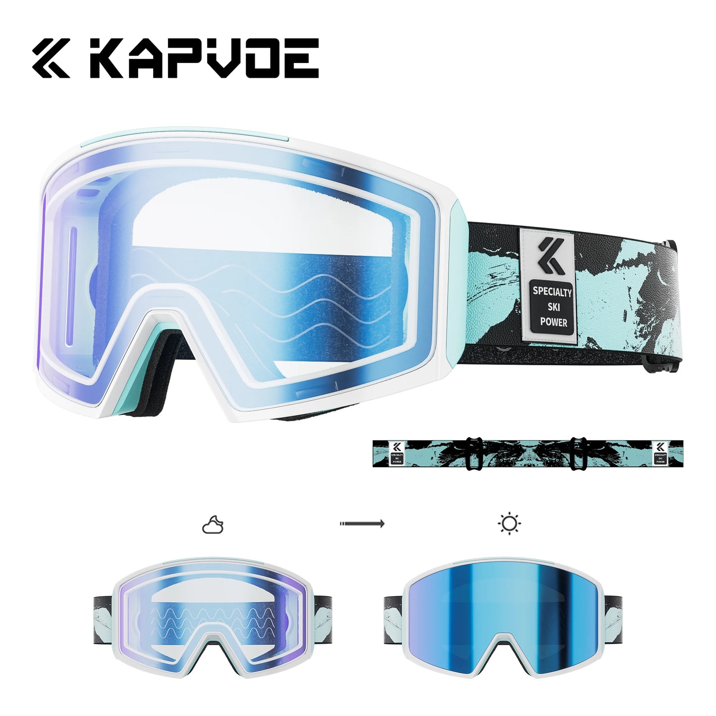 KAPVOE Ski Goggles Magnetic Double-Layer Anti-Fog Impact-Resistant Lenses Suitable for Male Female Teenagers UV400 Protection
