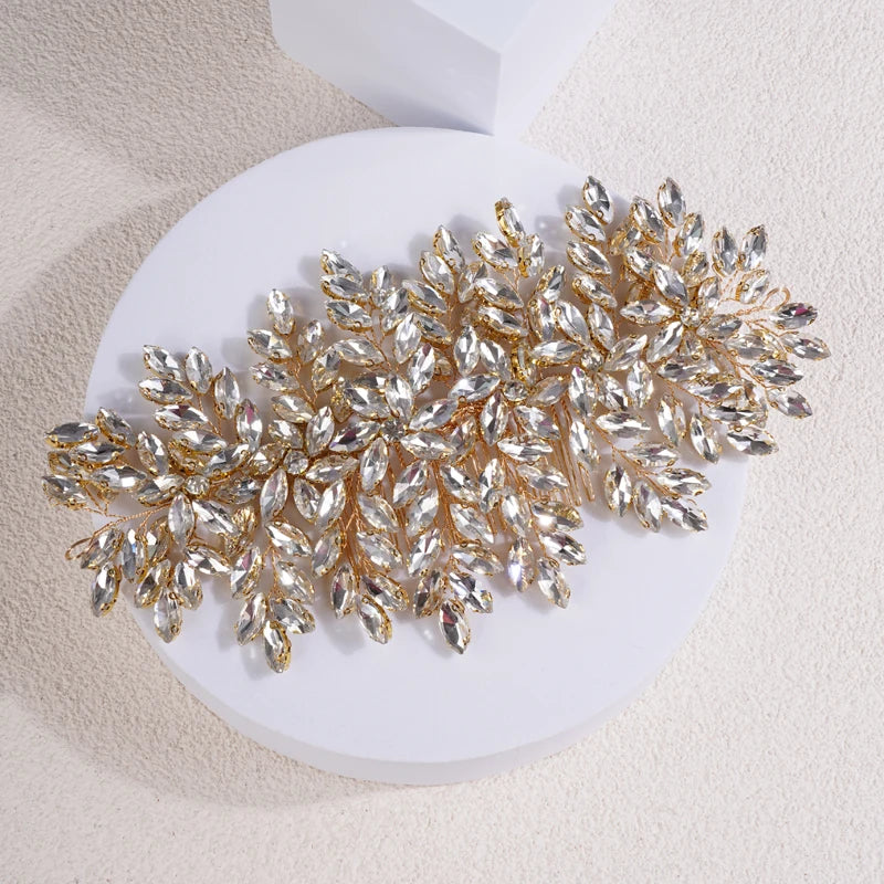 MIMIOR Wedding Full Rhinestone Oversized Hair Comb Bridal Hair Accessories Sparkly Hair Piece Gem Tiara For Women and Girls