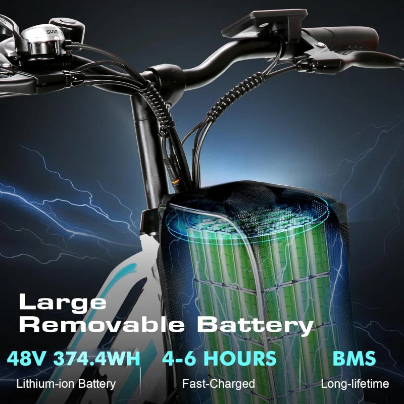 QVivi Electric Bike for Adults with 750W Peak Motor,26" Commuter Electric Bike,22MPH Cruiser Ebikes with 48V Removable Battery