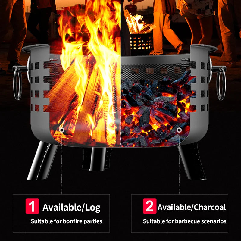 Multi-function Bonfire Basin Winter Heating Outdoor Courtyard Charcoal Fire Pit Garden Household Barbecue Rack